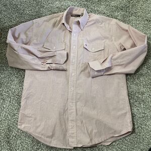 STETSON Men's Western Shirt Light Red Checks Long Sleeve Button Front Size Small